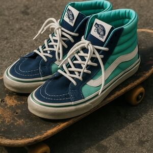 VANS Sk8 Hi Twilight Skate Shoes Sneakers Men 5 Women 6.5 Blue Aqua High Top